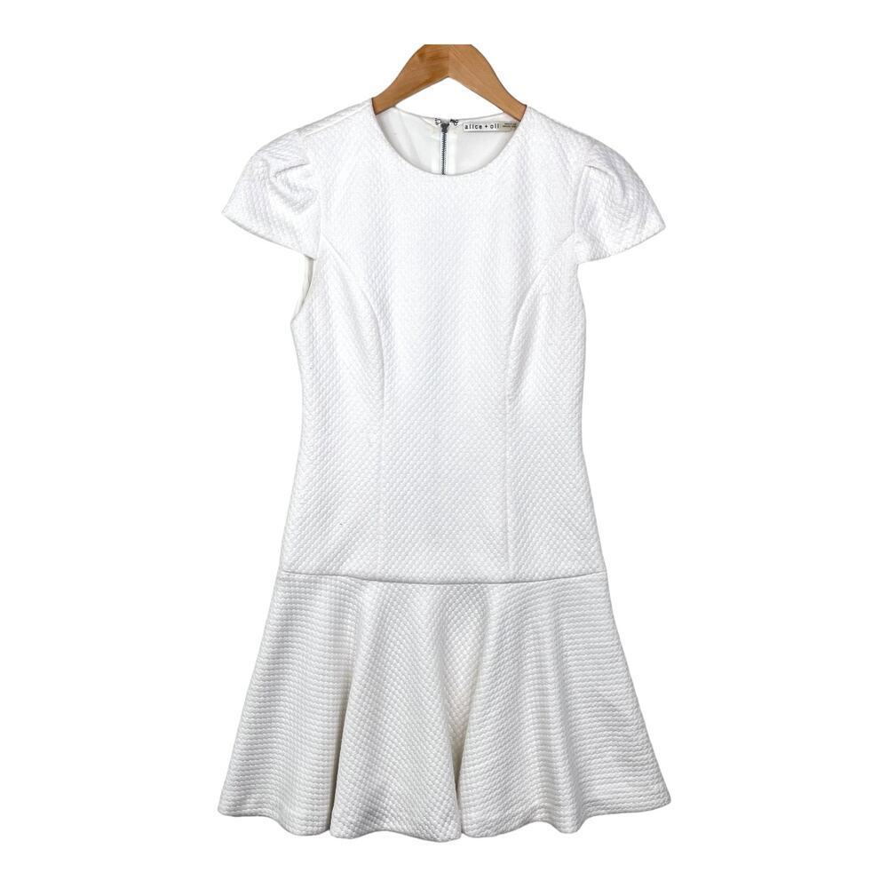 Alice + Olivia White Textured Midi Dress